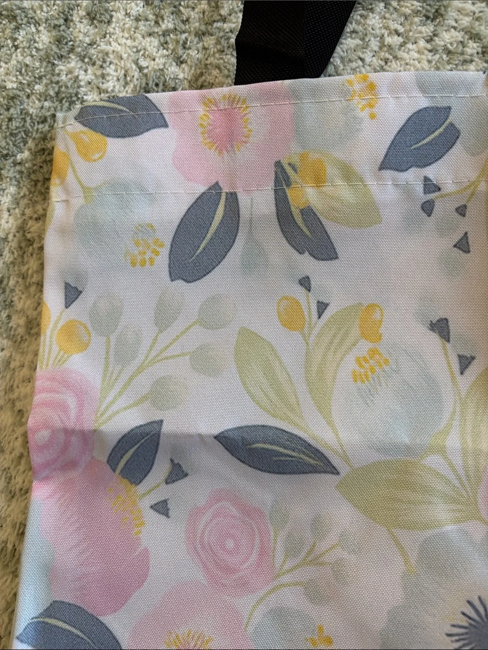 Floral Pastels Poly Canvas Tote Bag NWT 13.50”x15.75”